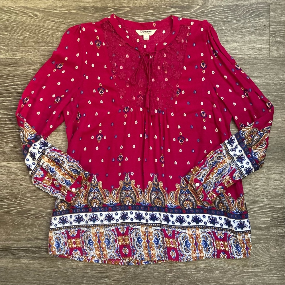 Tantrums burgundy flowy top in size medium